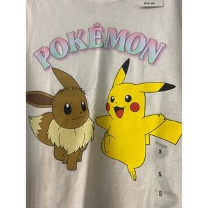 Pokemon Pikachu Eevee Graphic Tee Shirt Girls Size Small 7 Egret White New NWT
